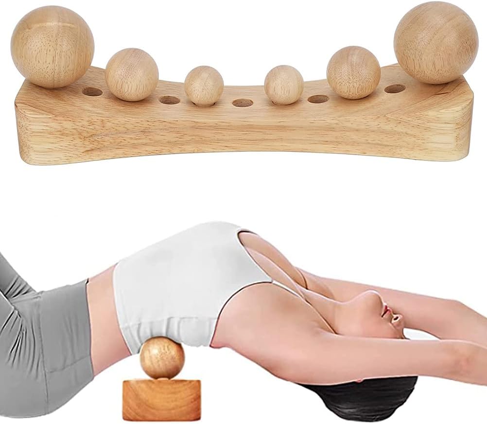 Psoas Muscle Release Tool Wooden Body Massage Tool Point Wood Massager with 6 Massage Heads for Occipital Back (A) - Image 2