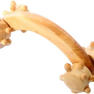 Milisten Handheld Massager Wood Tools Roller Four Wheel Roller Body Neck Shoulder Relaxation Tool
