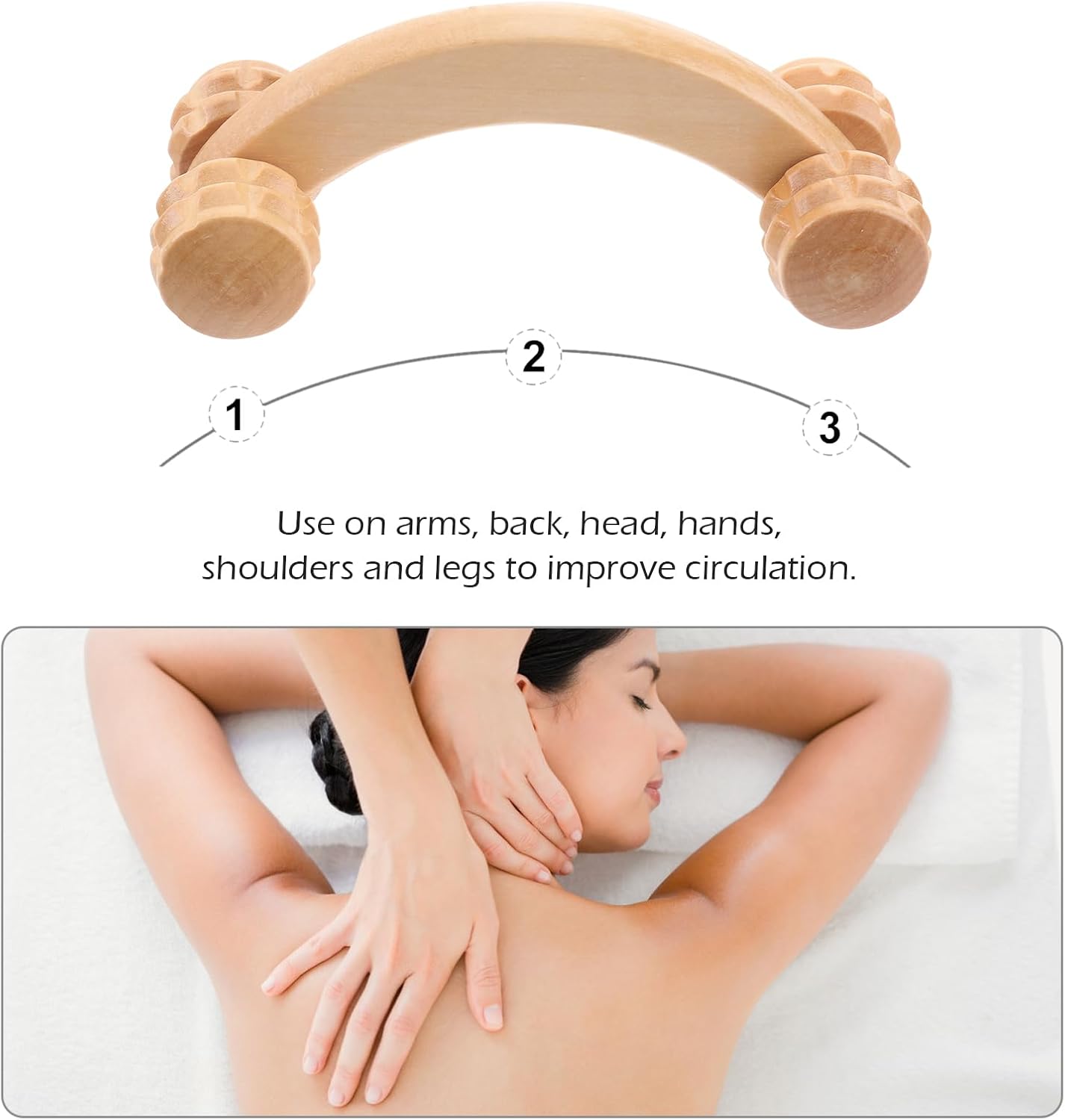 Milisten Handheld Massager Wood Tools Roller Four Wheel Roller Body Neck Shoulder Relaxation Tool - Image 2