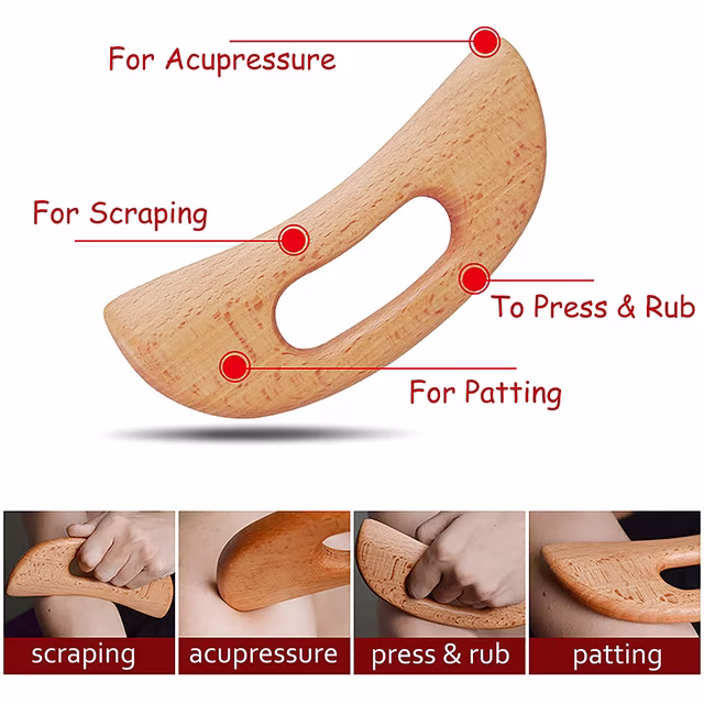 Lymphatic Drainage Massager, Wooden Gua Sha Tool for Body, Manual Massage Scraper for Anti Cellulite and Relieve Muscle Fatigue, Body Gua Sha Paddle (Style A) - Image 2